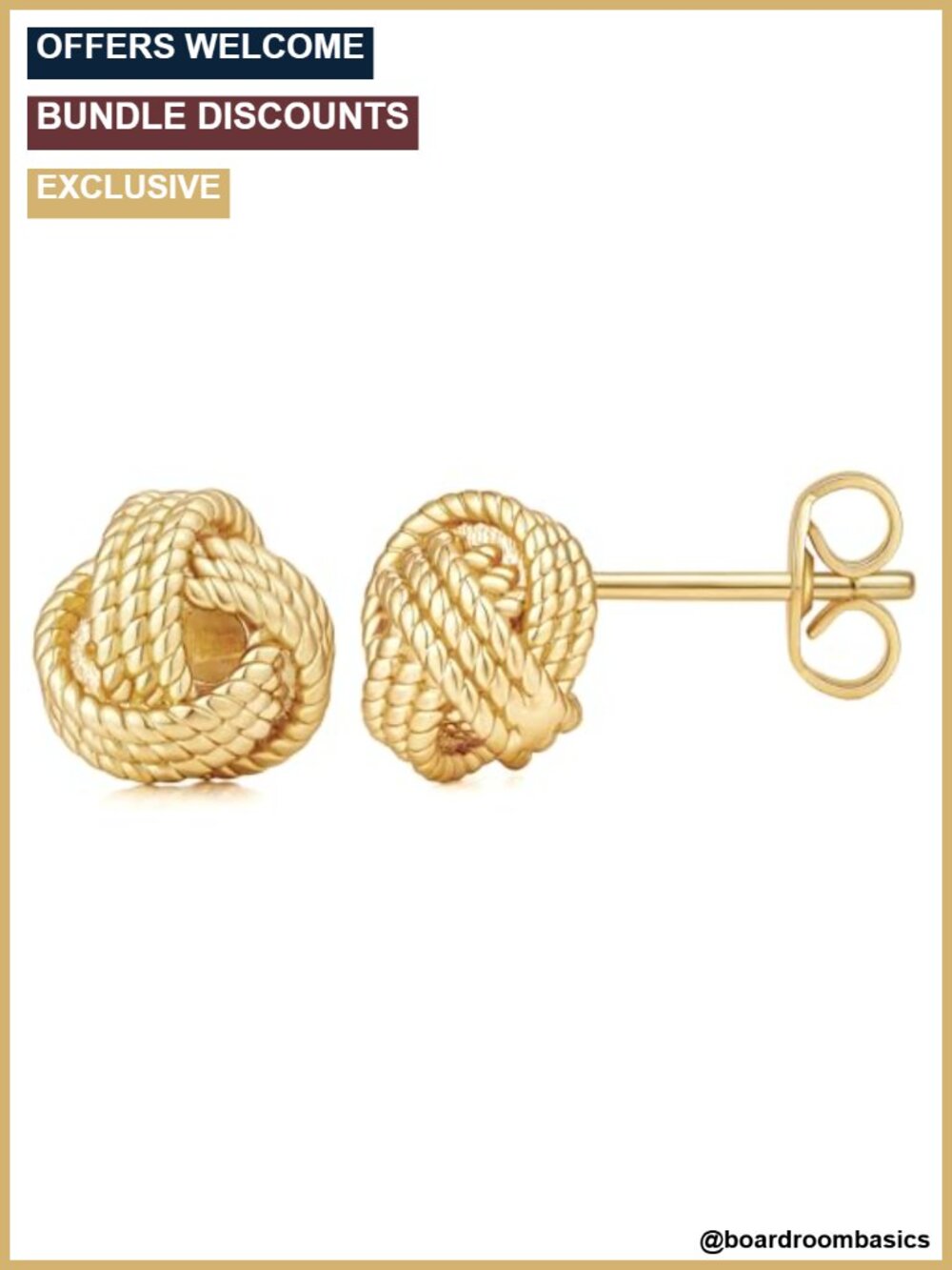 14K Gold Plated Stud Earrings Women Knot Rope Woven Twist Earrings